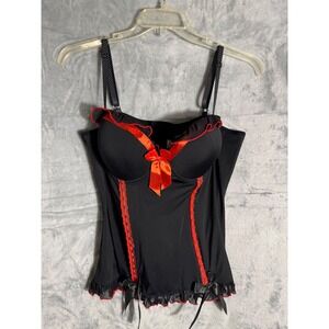 Torrid Vintage y2k Black Red Corset bustier ribbed Top Underwire Lingerie size 4